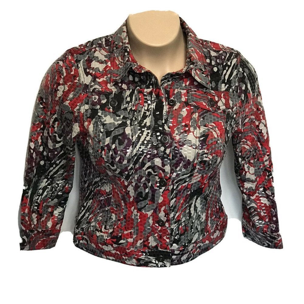 Hearts Of Palm Button Down Jacket Blazer Sz 12P